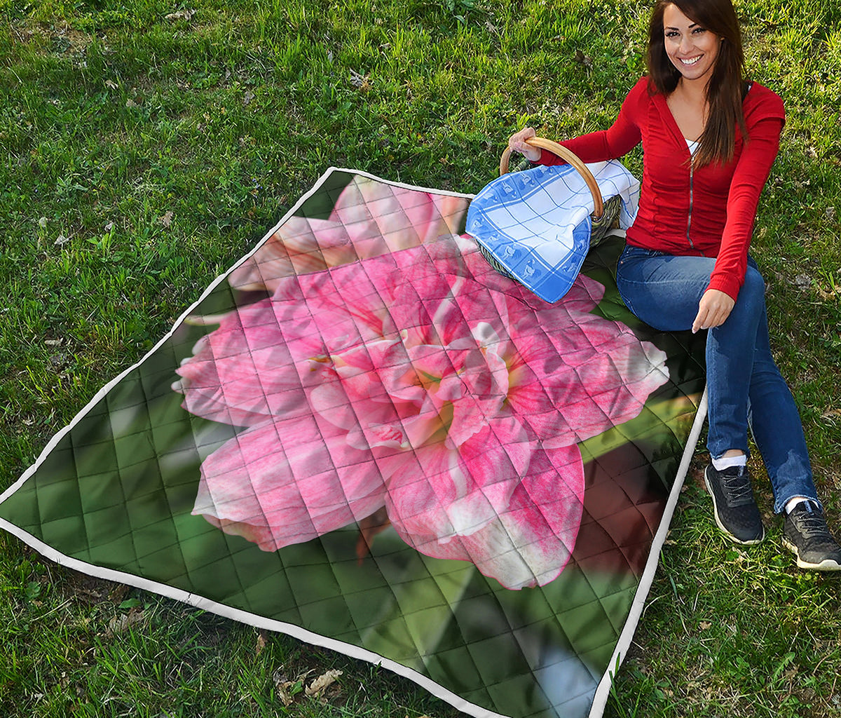 Pink Amaryllis Print Quilt