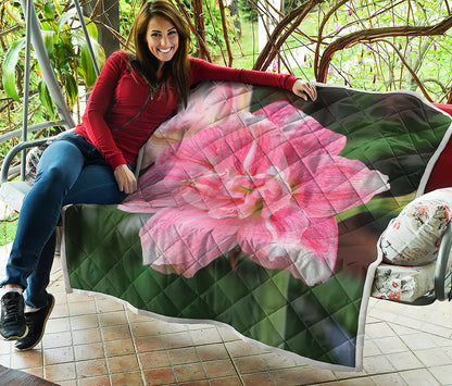 Pink Amaryllis Print Quilt