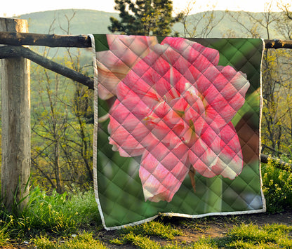 Pink Amaryllis Print Quilt