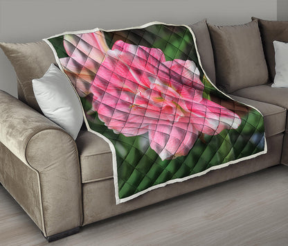 Pink Amaryllis Print Quilt