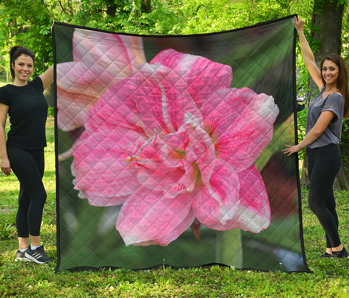 Pink Amaryllis Print Quilt