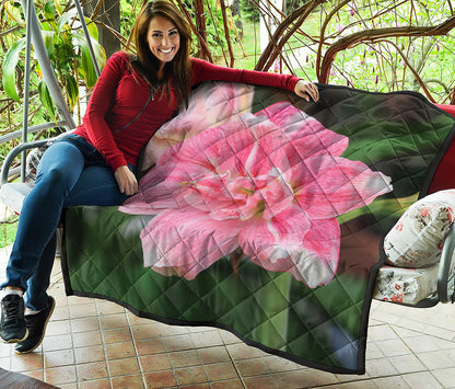 Pink Amaryllis Print Quilt