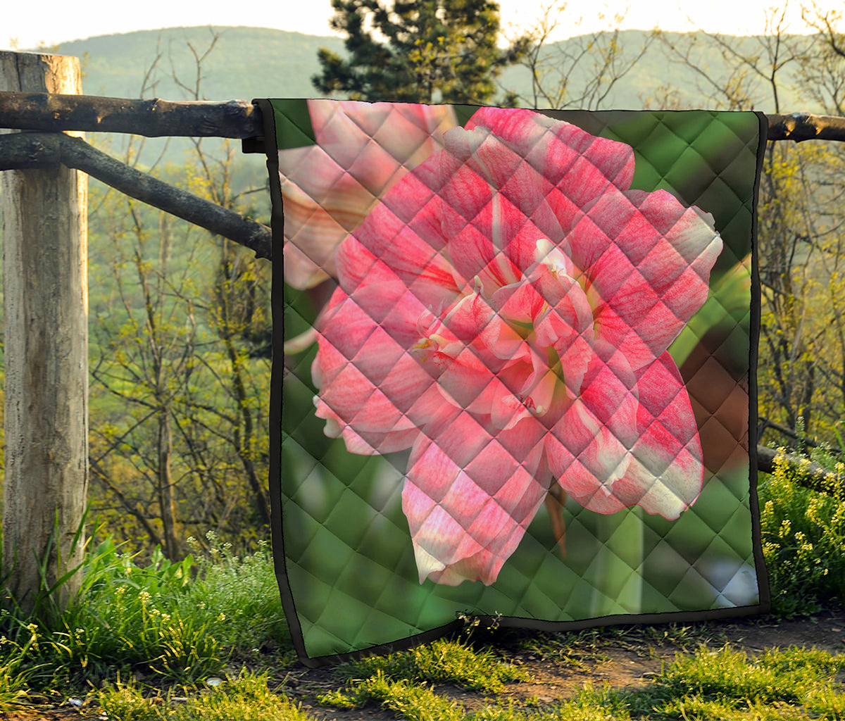 Pink Amaryllis Print Quilt