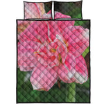Pink Amaryllis Print Quilt Bed Set