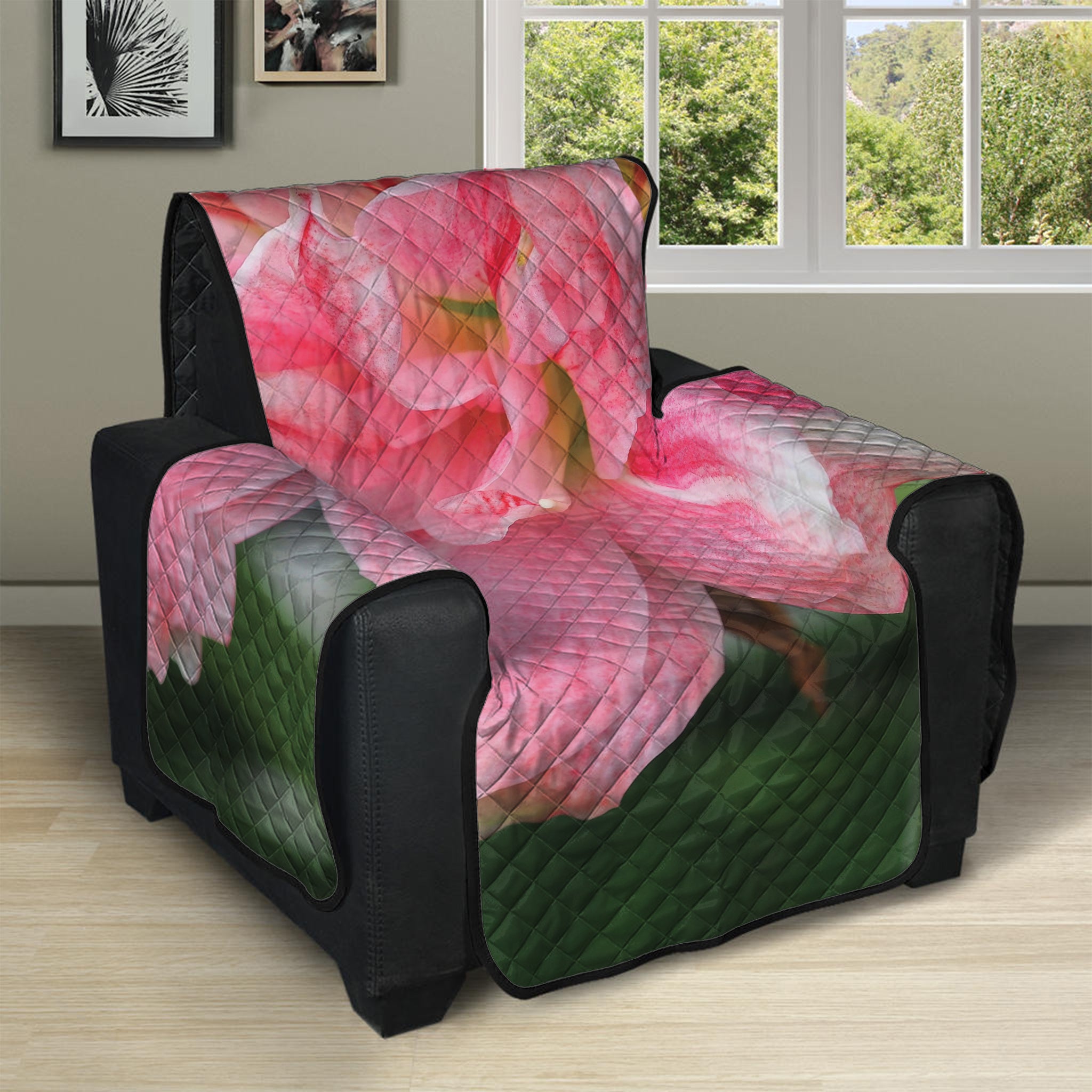 Pink Amaryllis Print Recliner Protector