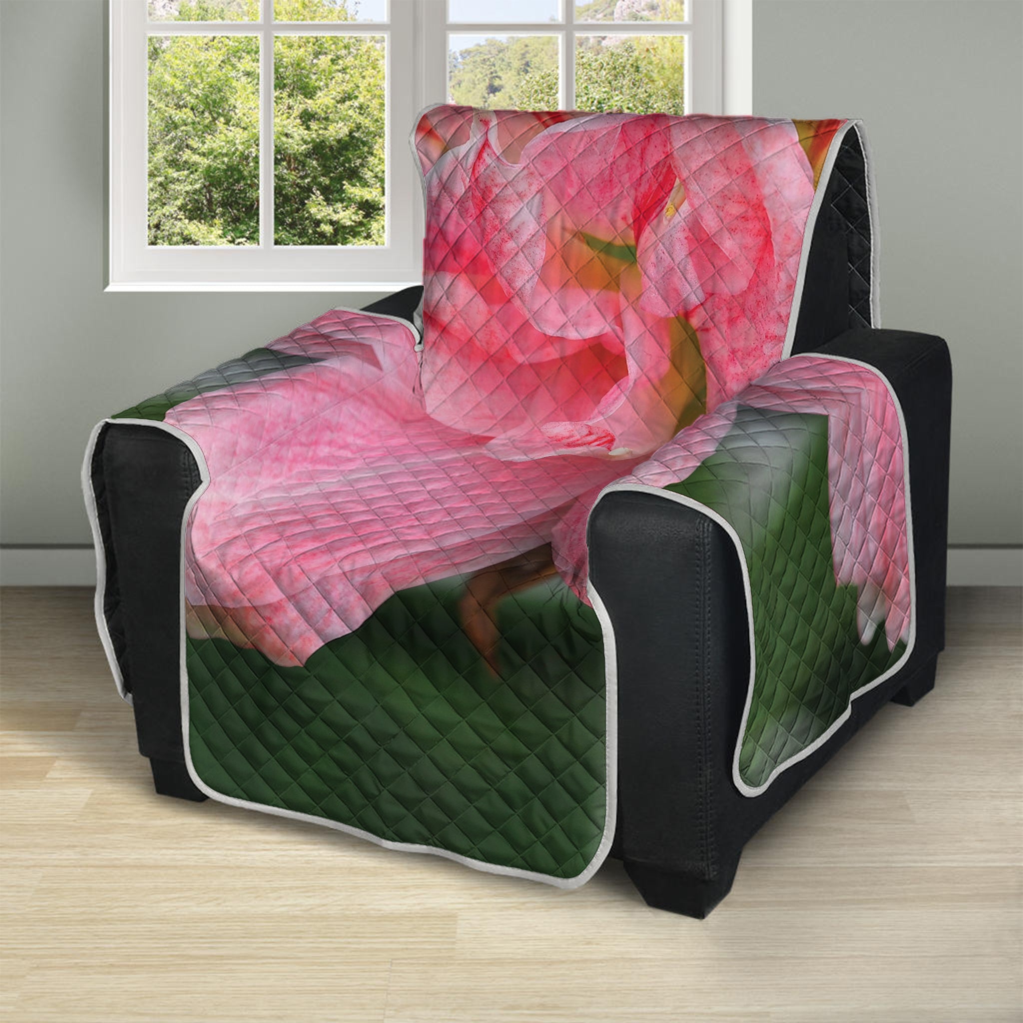 Pink Amaryllis Print Recliner Protector