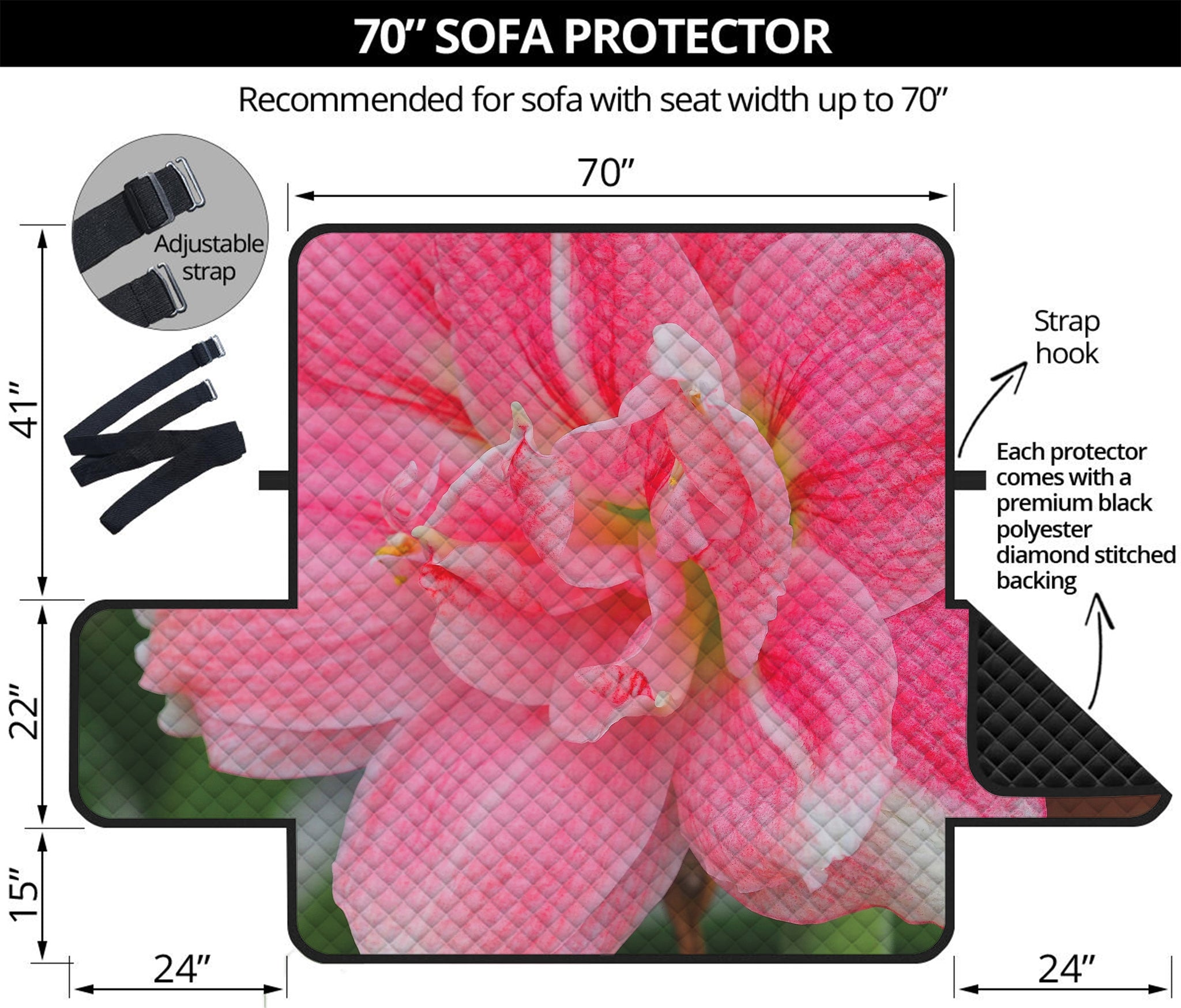 Pink Amaryllis Print Sofa Protector