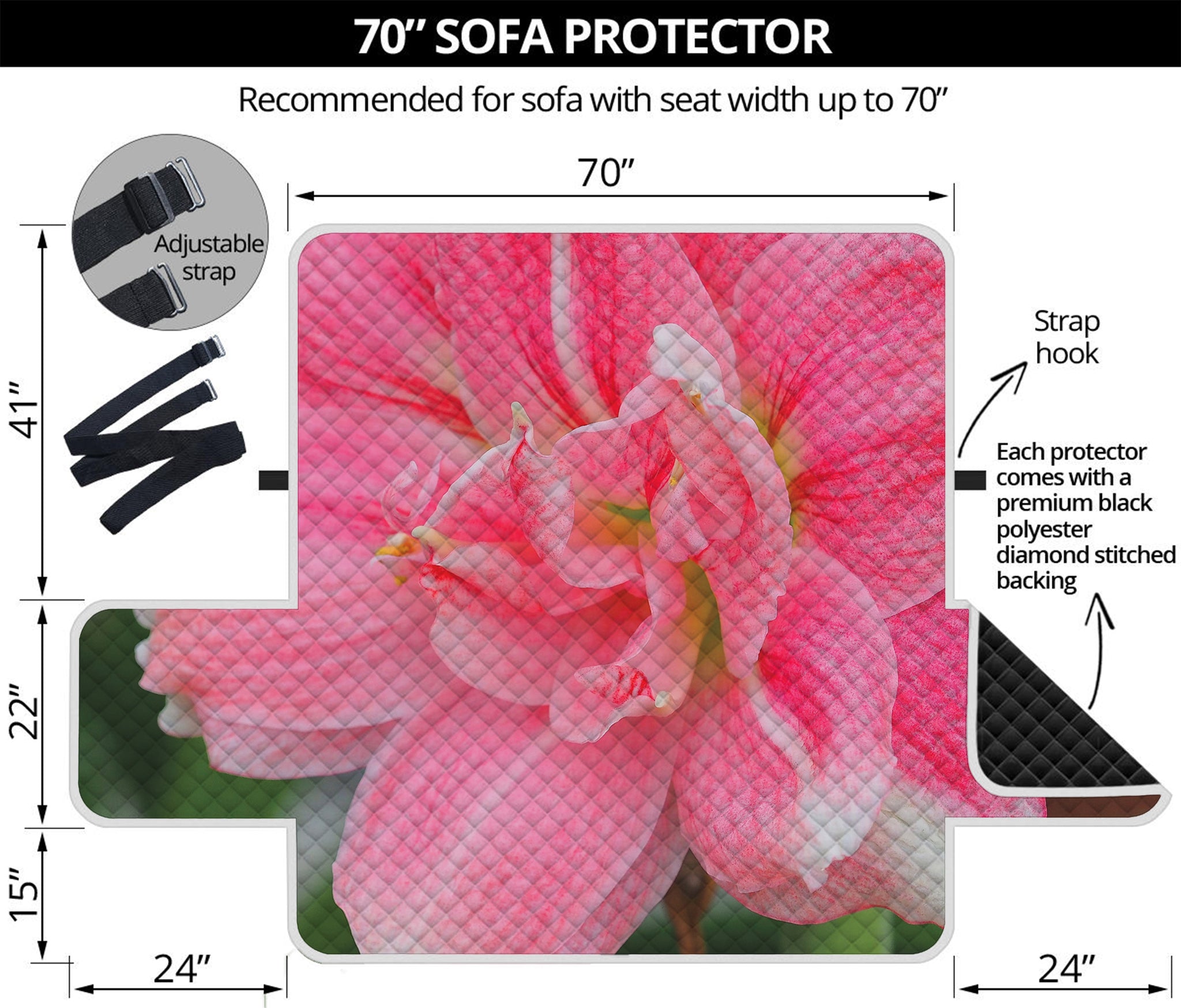 Pink Amaryllis Print Sofa Protector