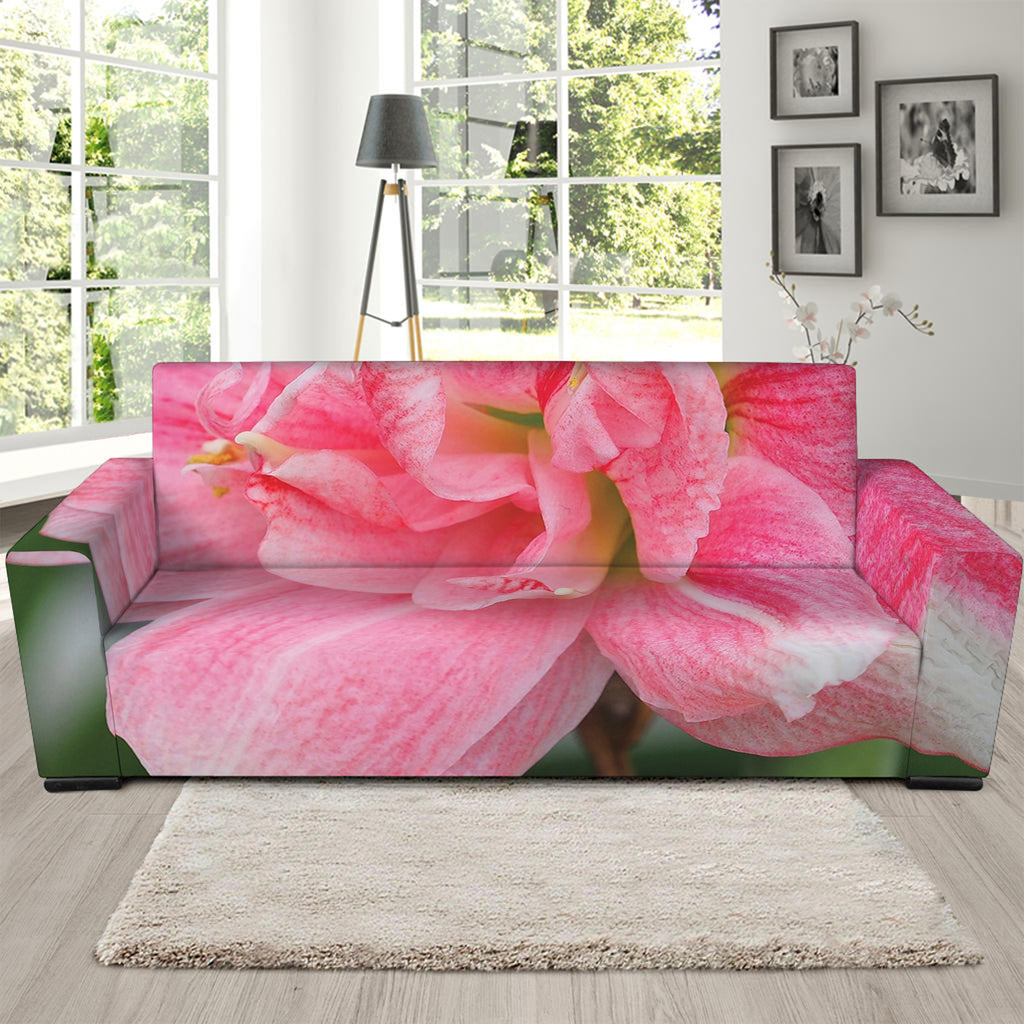 Pink Amaryllis Print Sofa Slipcover