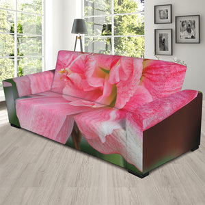 Pink Amaryllis Print Sofa Slipcover