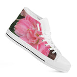 Pink Amaryllis Print White High Top Shoes