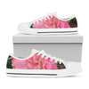 Pink Amaryllis Print White Low Top Shoes