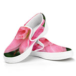 Pink Amaryllis Print White Slip On Shoes