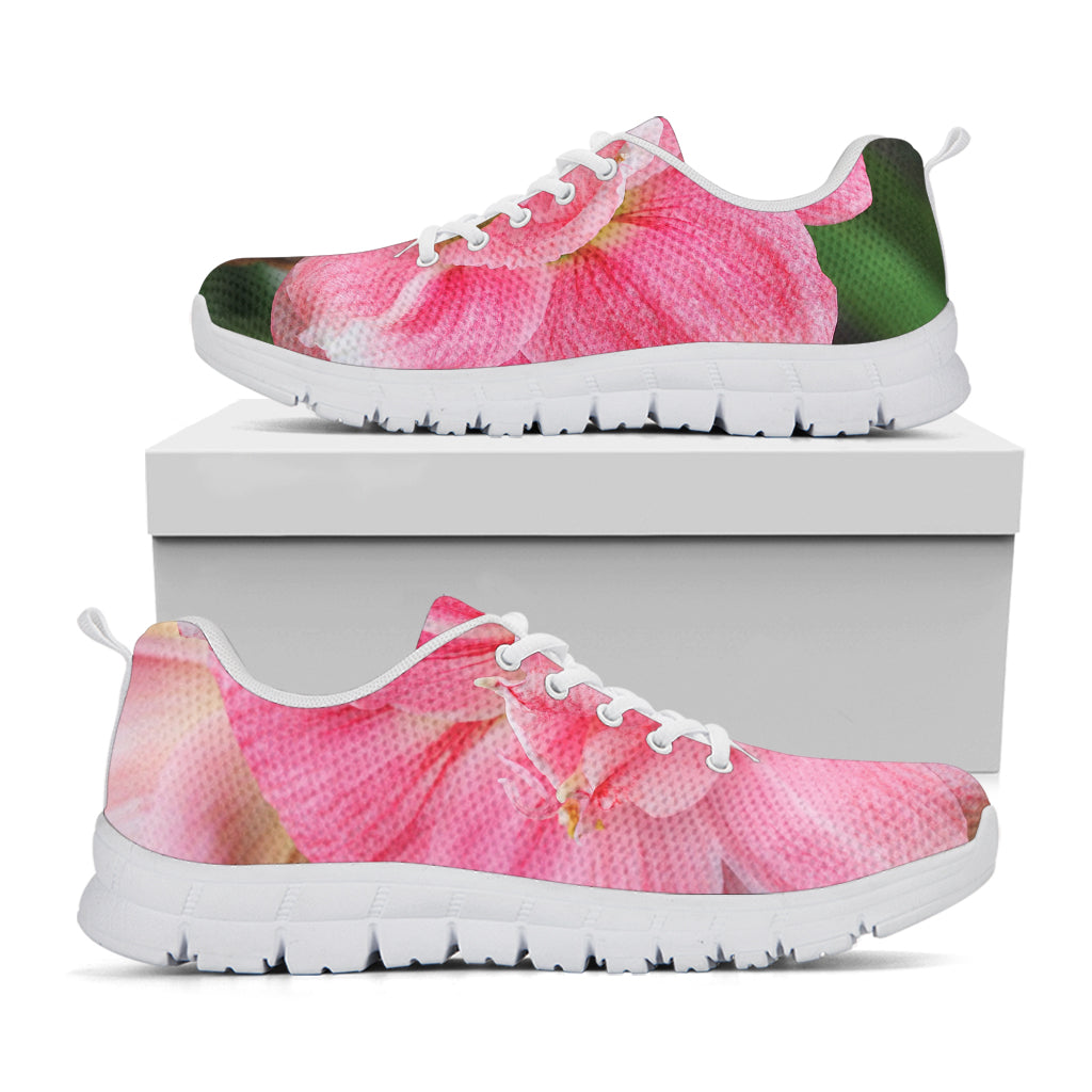 Pink Amaryllis Print White Sneakers