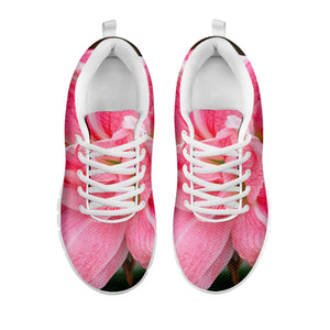 Pink Amaryllis Print White Sneakers