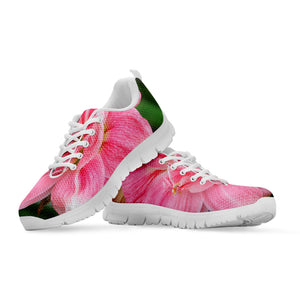 Pink Amaryllis Print White Sneakers