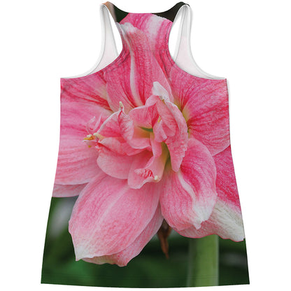 Pink Amaryllis Print Women's Racerback Tank Top