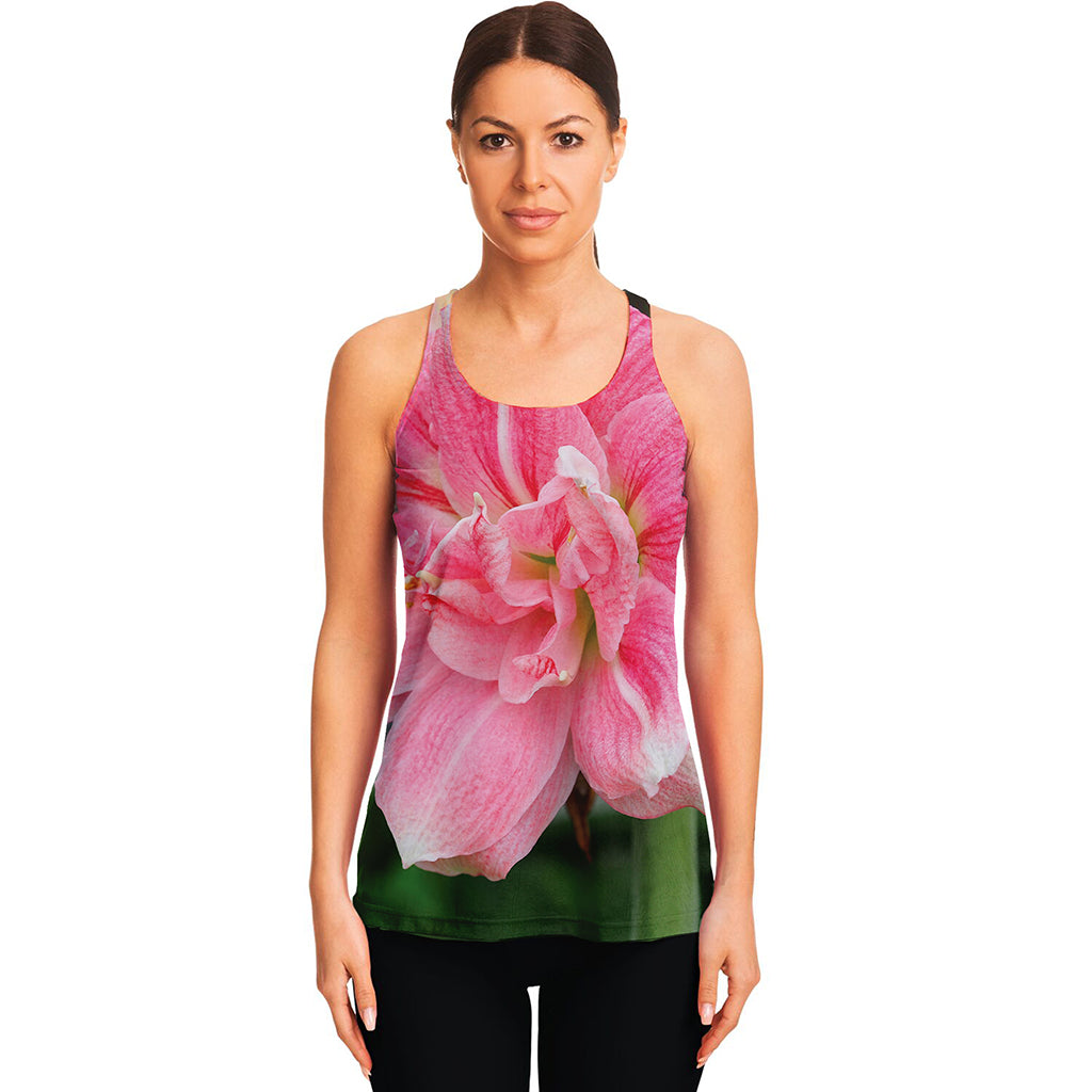 Pink Amaryllis Print Women's Racerback Tank Top