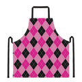 Pink And Black Argyle Pattern Print Apron