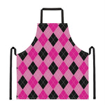 Pink And Black Argyle Pattern Print Apron