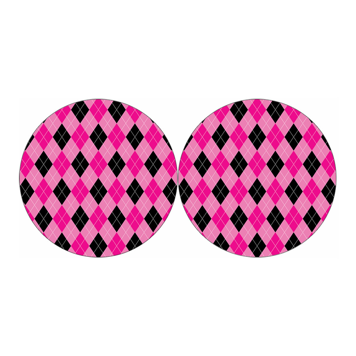 Pink And Black Argyle Pattern Print Car Coasters