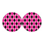 Pink And Black Argyle Pattern Print Car Coasters