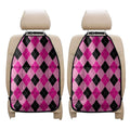 Pink And Black Argyle Pattern Print Car Seat Organizers