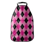 Pink And Black Argyle Pattern Print Car Seat Organizers
