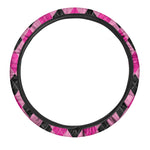 Pink And Black Argyle Pattern Print Car Steering Wheel Cover