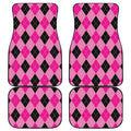 Pink And Black Argyle Pattern Print Front and Back Car Floor Mats