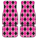 Pink And Black Argyle Pattern Print Front and Back Car Floor Mats