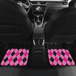 Pink And Black Argyle Pattern Print Front and Back Car Floor Mats