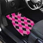 Pink And Black Argyle Pattern Print Front and Back Car Floor Mats