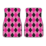Pink And Black Argyle Pattern Print Front Car Floor Mats