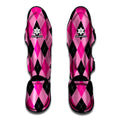Pink And Black Argyle Pattern Print Muay Thai Shin Guards