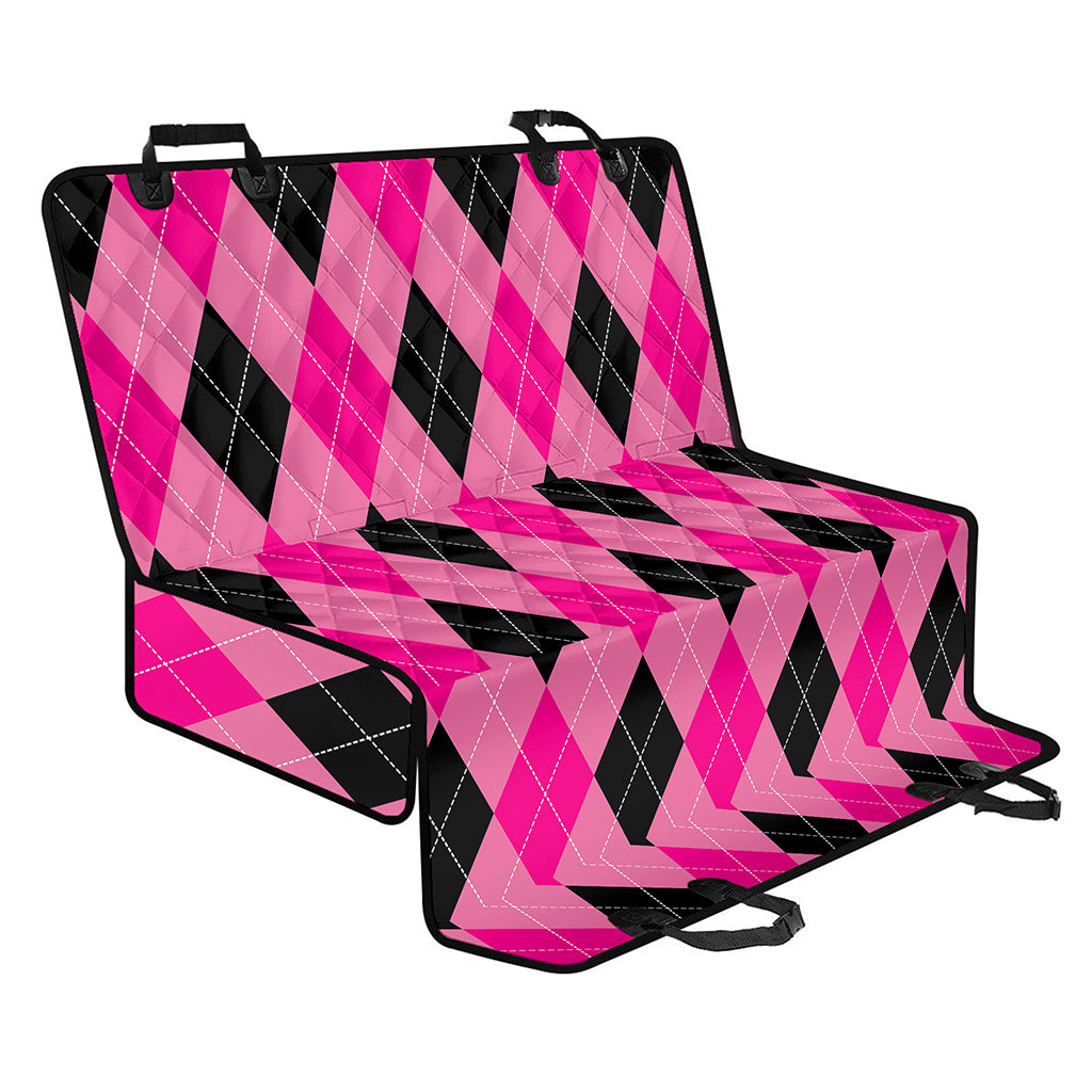 Pink And Black Argyle Pattern Print Pet Car Back Seat Cover