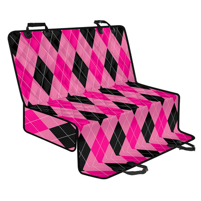 Pink And Black Argyle Pattern Print Pet Car Back Seat Cover
