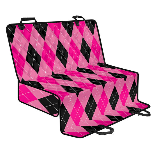 Pink And Black Argyle Pattern Print Pet Car Back Seat Cover
