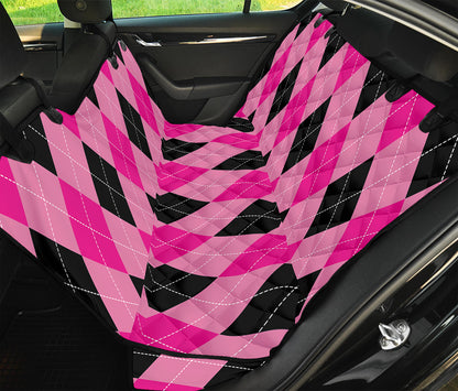 Pink And Black Argyle Pattern Print Pet Car Back Seat Cover