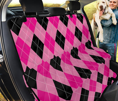 Pink And Black Argyle Pattern Print Pet Car Back Seat Cover
