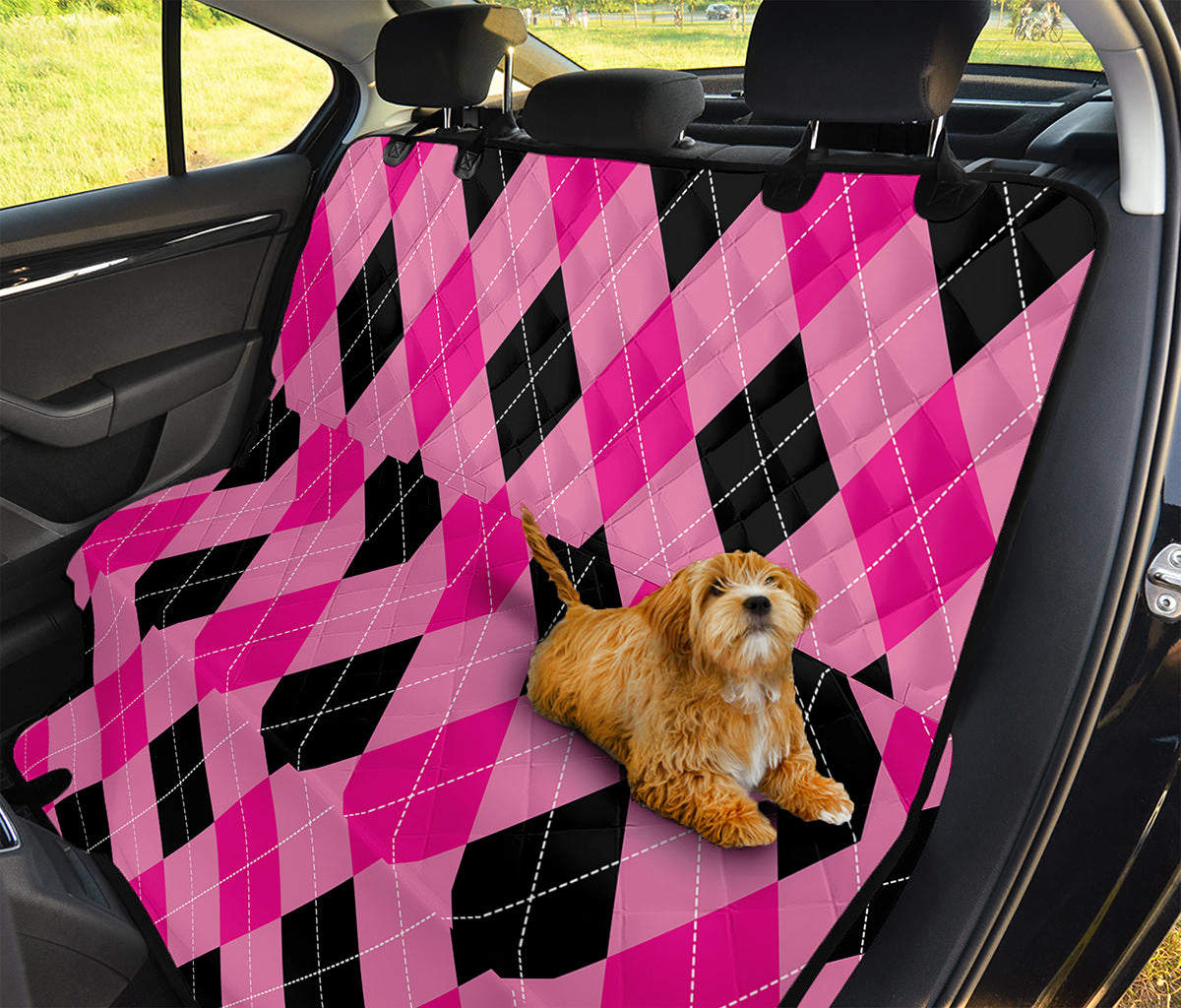 Pink And Black Argyle Pattern Print Pet Car Back Seat Cover