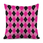 Pink And Black Argyle Pattern Print Pillow Cover