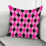 Pink And Black Argyle Pattern Print Pillow Cover