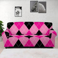 Pink And Black Argyle Pattern Print Sofa Cover