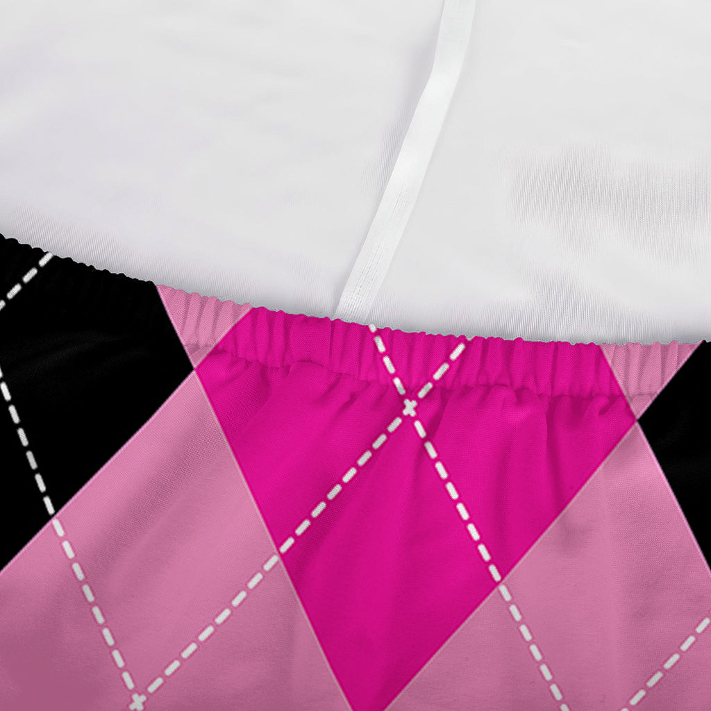 Pink And Black Argyle Pattern Print Sofa Cover