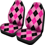 Pink And Black Argyle Pattern Print Universal Fit Car Seat Covers