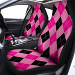 Pink And Black Argyle Pattern Print Universal Fit Car Seat Covers