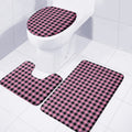 Pink And Black Buffalo Check Print 3 Piece Bath Mat Set