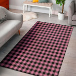 Pink And Black Buffalo Check Print Area Rug