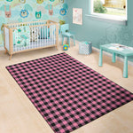 Pink And Black Buffalo Check Print Area Rug